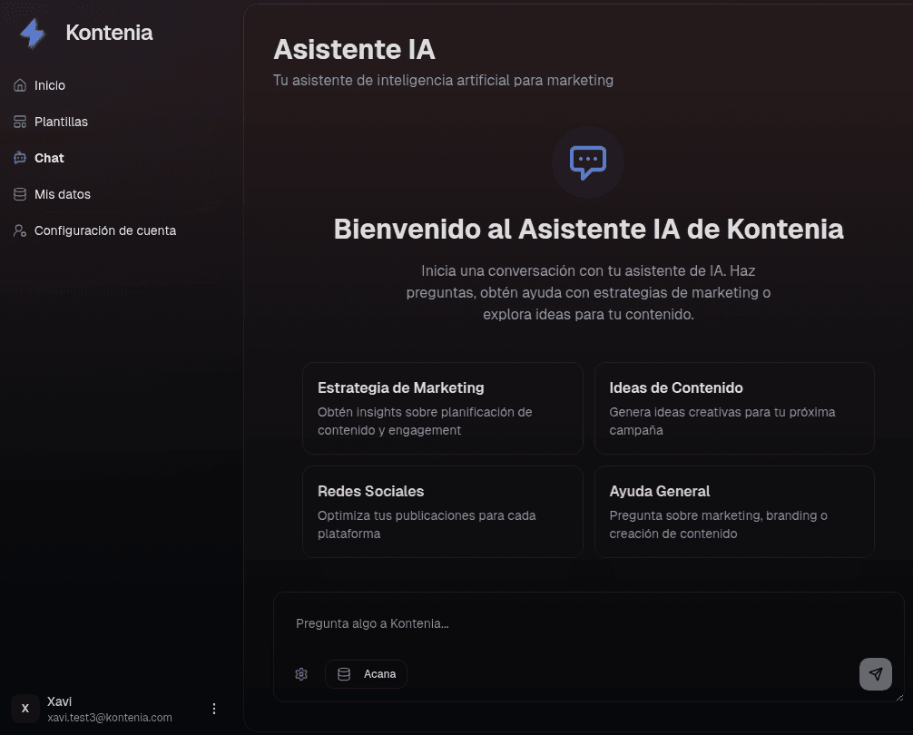 Kontenia - generador de contenido de marketing con IA en español